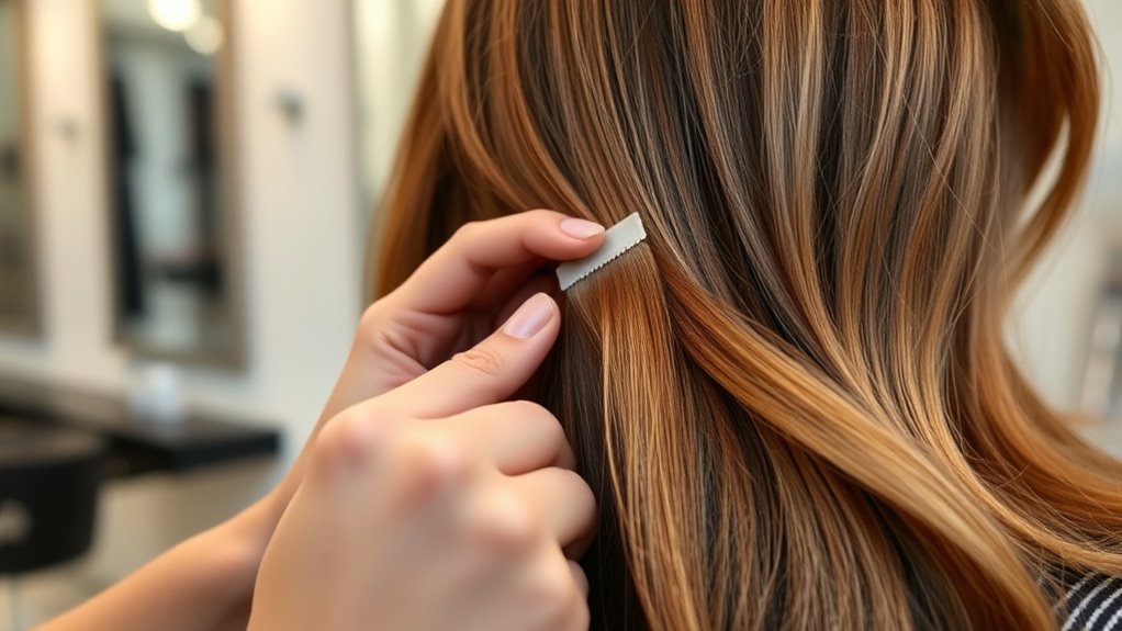 applying tape hair extensions