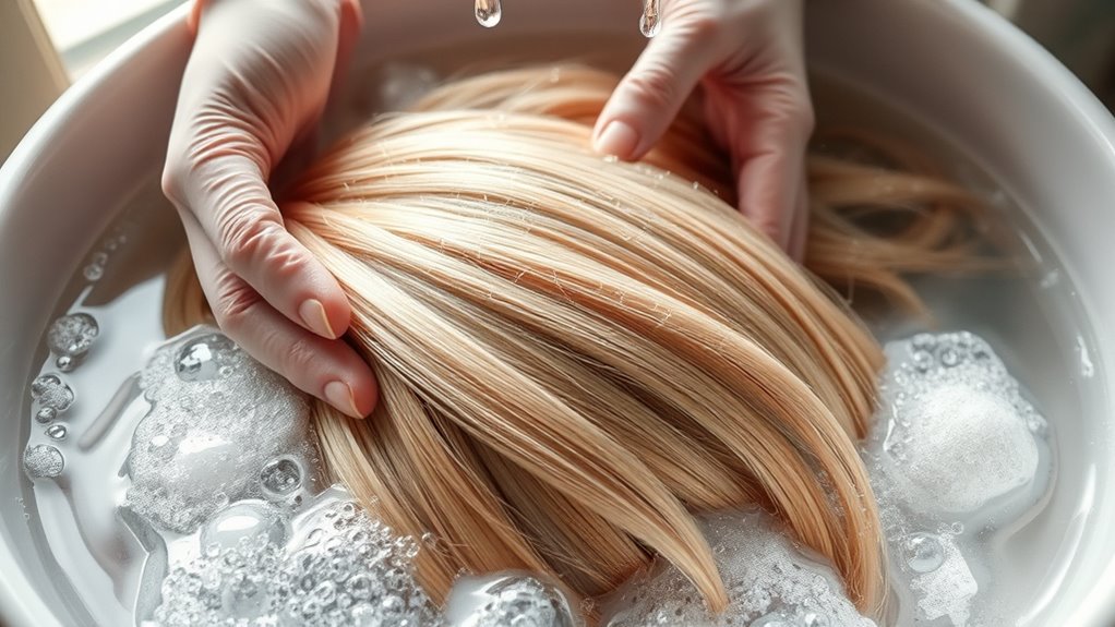 washing a human hair wig