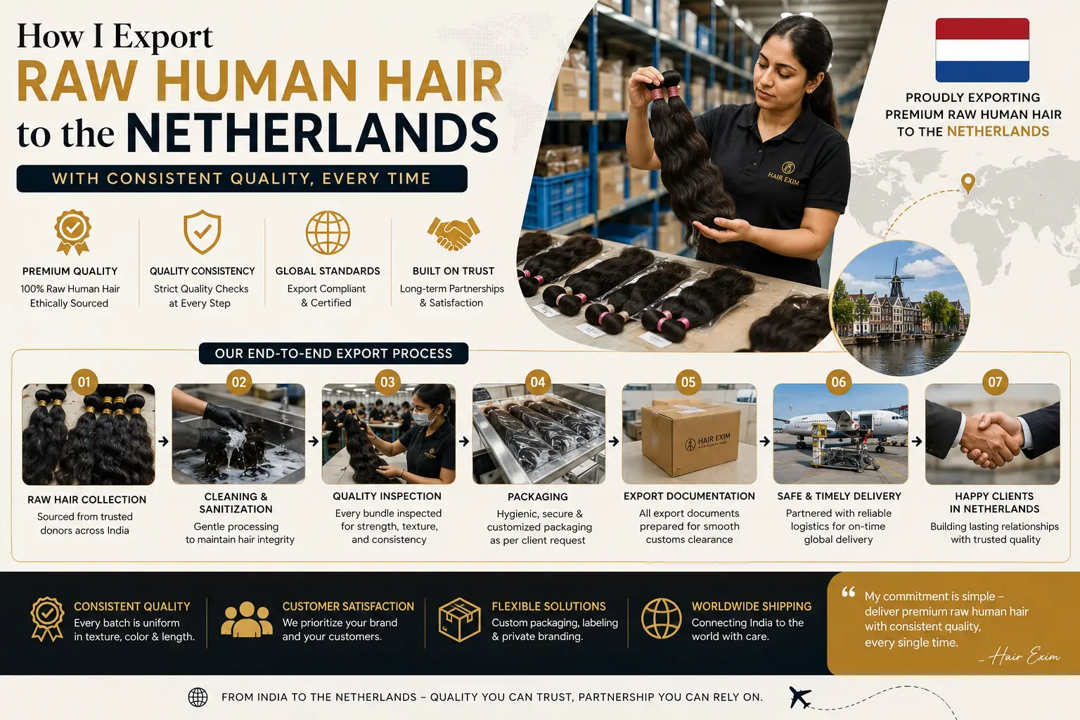 How I Export Raw Human Hair to the Netherlands with Consistent Quality.